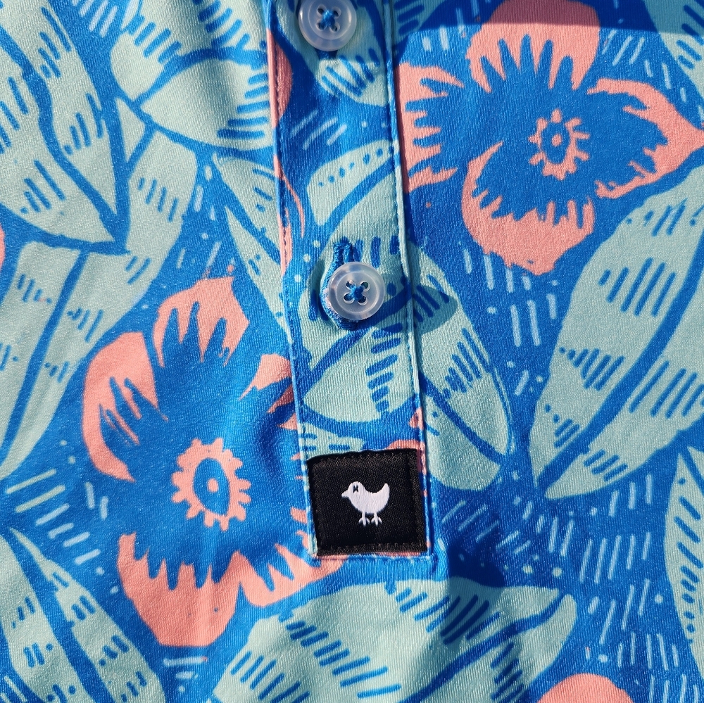 Bad Birdie Men's Golf Polo Shirt Blue & Pink Size Large - Picture 7 of 7